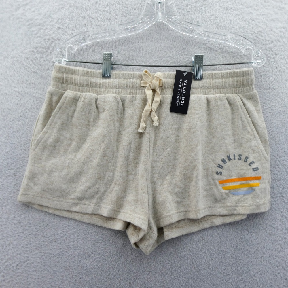 SJ Lounge Shorts Womens Medium Spirit Jersey‎ Sunkissed Oatmeal Beige Drawstring